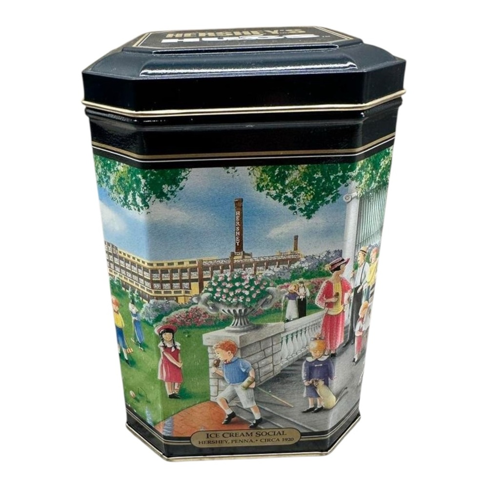 Vintage 1994 Hershey's Hugs Hometown Series Ice Cream Social Collectible Tin